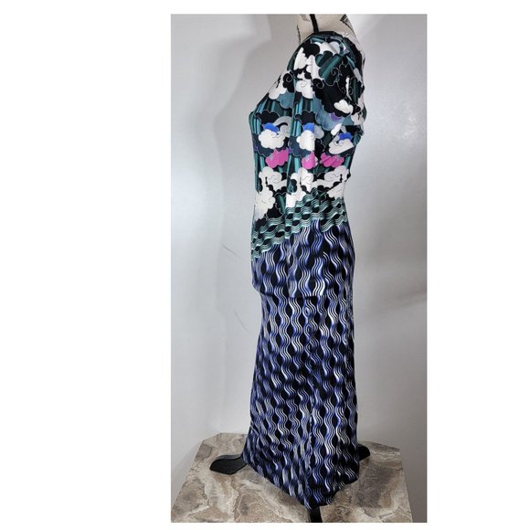 Mary Katrantzou Cloud Print Long Sleeve Jersey Bodycon Midi Dress Size M - Picture 4 of 7